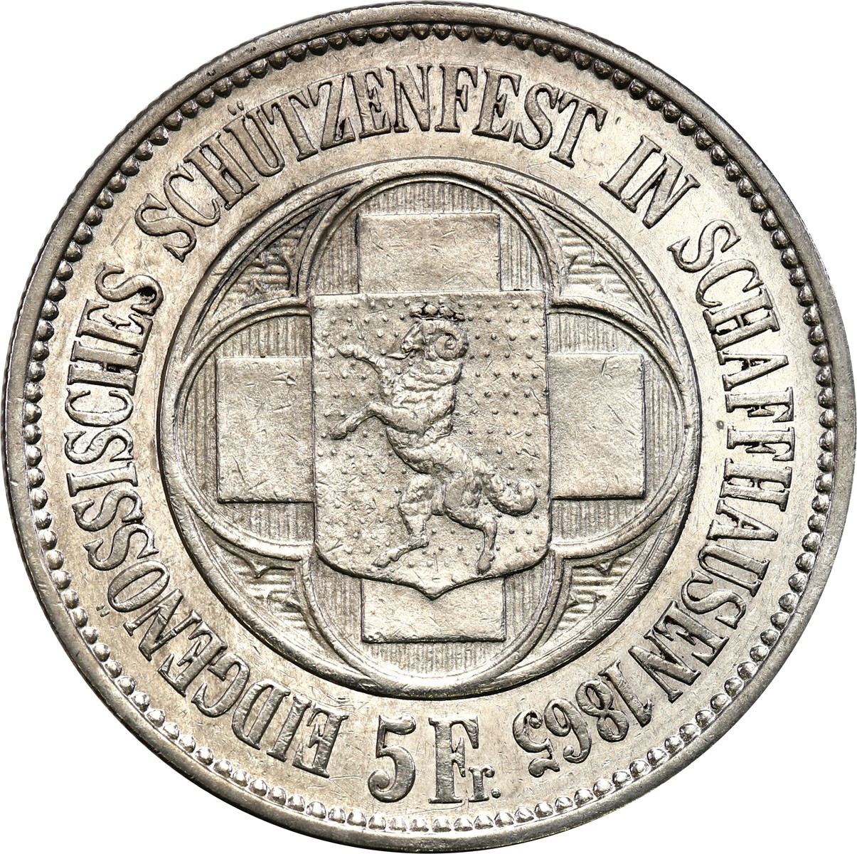 Szwajcaria. 5 franków 1865 Schaffhausen